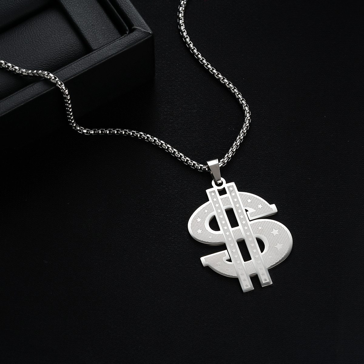 Men's Dollar Sign Pendant Necklace, Trendy Design